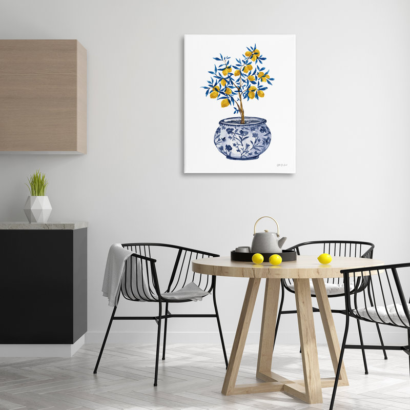 «Lemon Tree in Chinoiserie», art mural sur toile par Yvette St. Amant, H 40 po x l 30 po