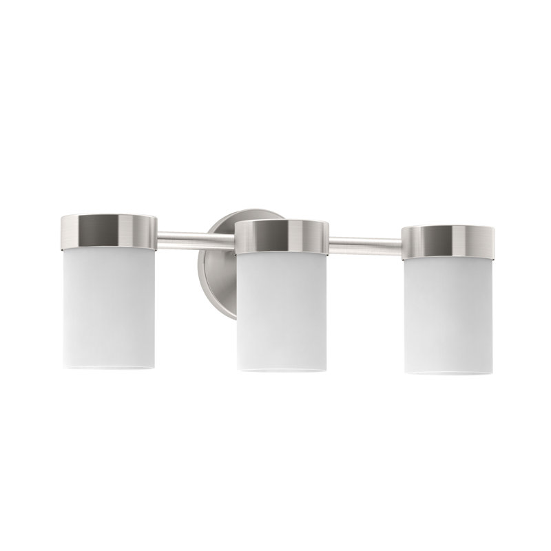 Glam 3-Light Vanity Light | Wall Mount Triple Sconce Lighting Fixture with Frosted Shades, Satin Nickel