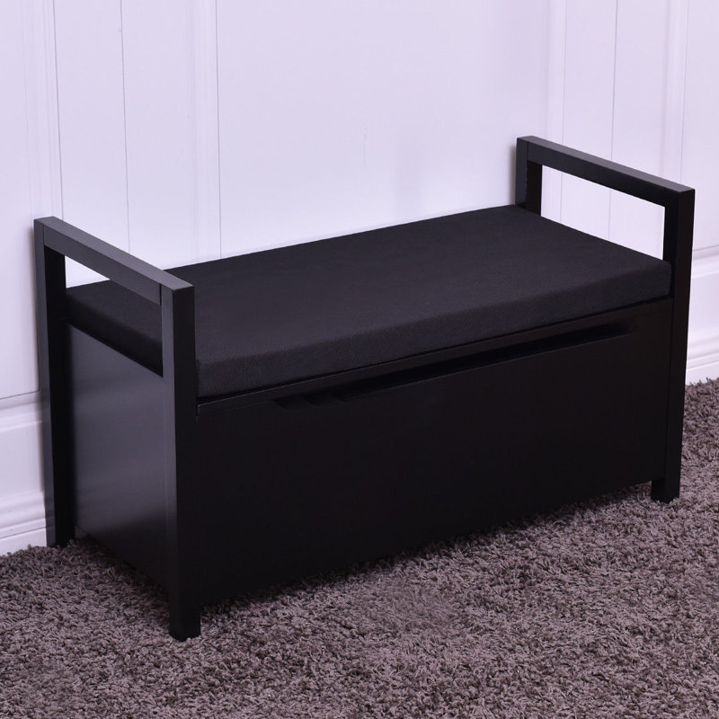 Berea Upholstered Storage Bench, Black