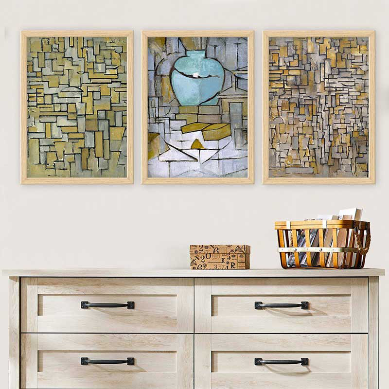 Superbe ensemble de peintures décoratives encadrées (3 pièces) de 21,7 po x 29,5 po chacune | Cadre 100% bois avec polystyrène de 0,8 pouce | Impression numérique UV | Parfait pour la décoration murale de salon, de bureau et de galerie