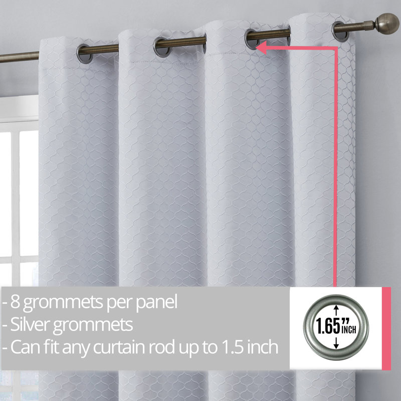 Alacam Blackout Curtain Pair, White, 50" W x 72" L