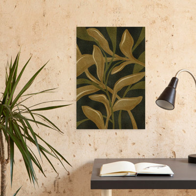 «Golden Green Foliage Abstract Elegant Minimalist Nature Landscape», art mural
