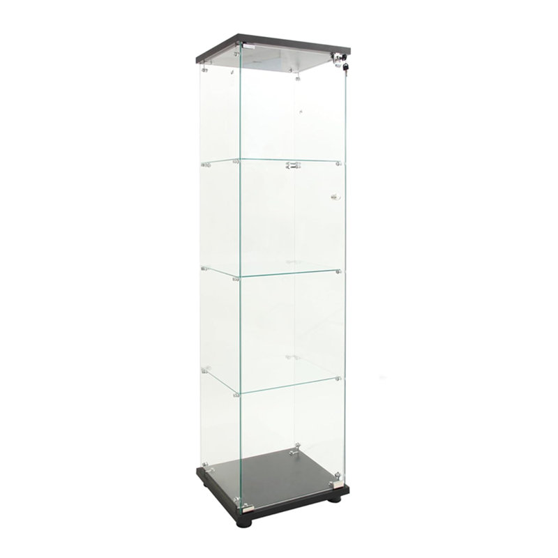 Vitrine en verre avec lumières à DEL, vitrines en verre avec tablettes, vitrines, Noir