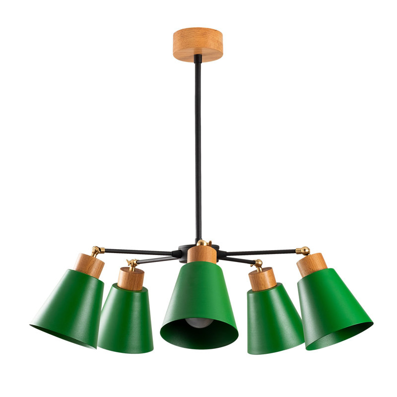 Luminaire suspendu conique à 5 lumières Seren, Vert