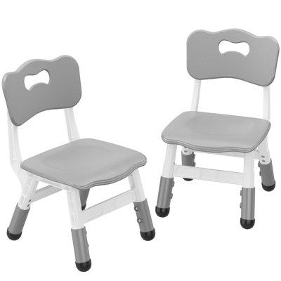 Set of 4 Height Adjustable Kids Plastic Chairs, Ergonomic Stackable Toddler Study Seats with Non-Slip Feet, Supports Up to 82kg, for Playroom Home Study Daycare, Ages 2-8, Light Gray