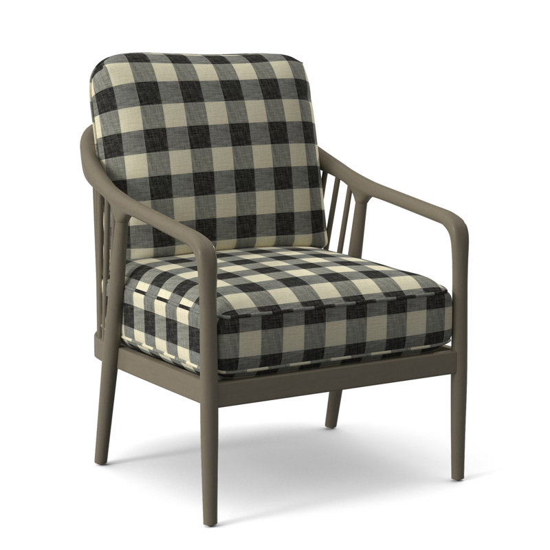 Fauteuil l 23 po Guinevere, Gros carreaux noirs; 0120-81, Nickel