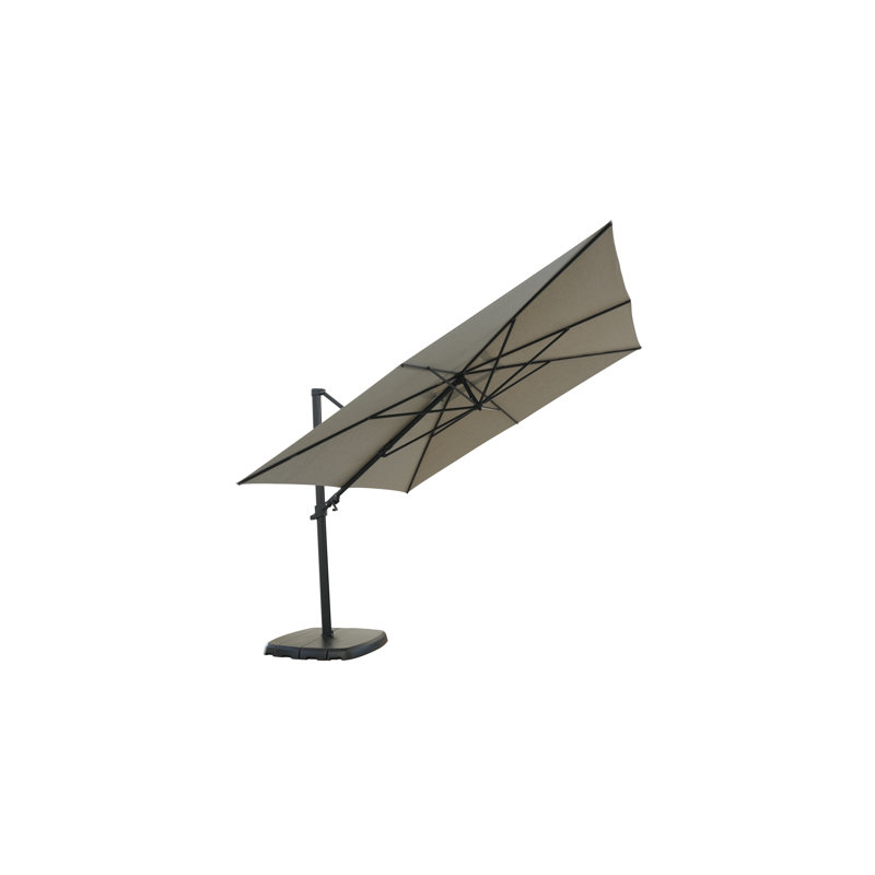 Parasol en porte-à-faux carré 10 'et base, Argent argent