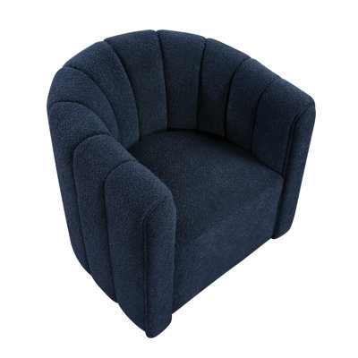 Chaise de salon contemporaine avec pivot en boucle bleue et diamètre de 18 po