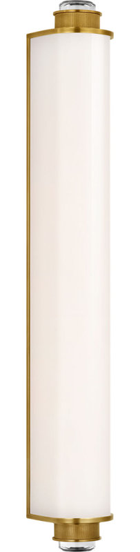 Percy Linear Bath Sconce with White Glass, 28.5" H x 3.75" W x 4" D, Soft Brass