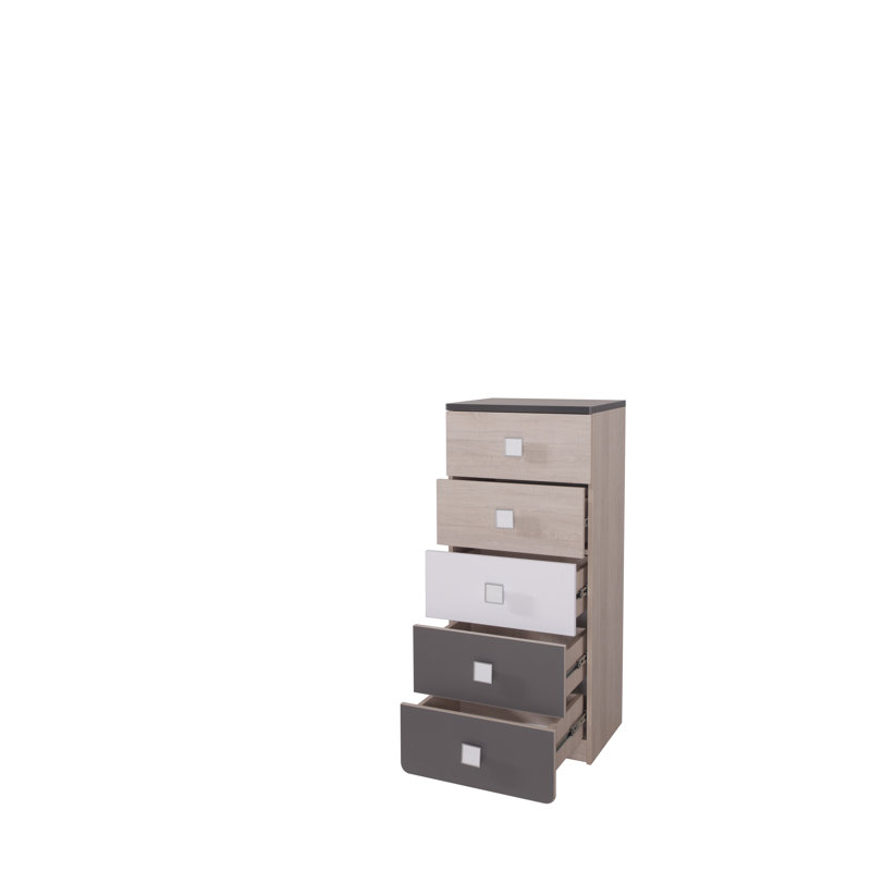 Munn 50cm W 5 - Drawer Chest of Drawers, Grey