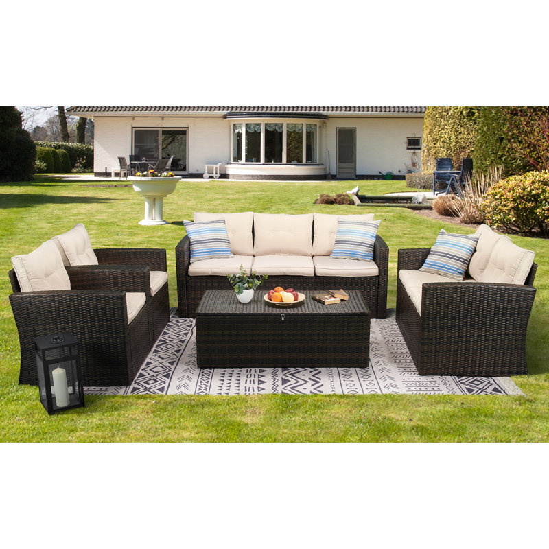Barrada 7 - Person Patio Conversation Set with Cushions, Beige