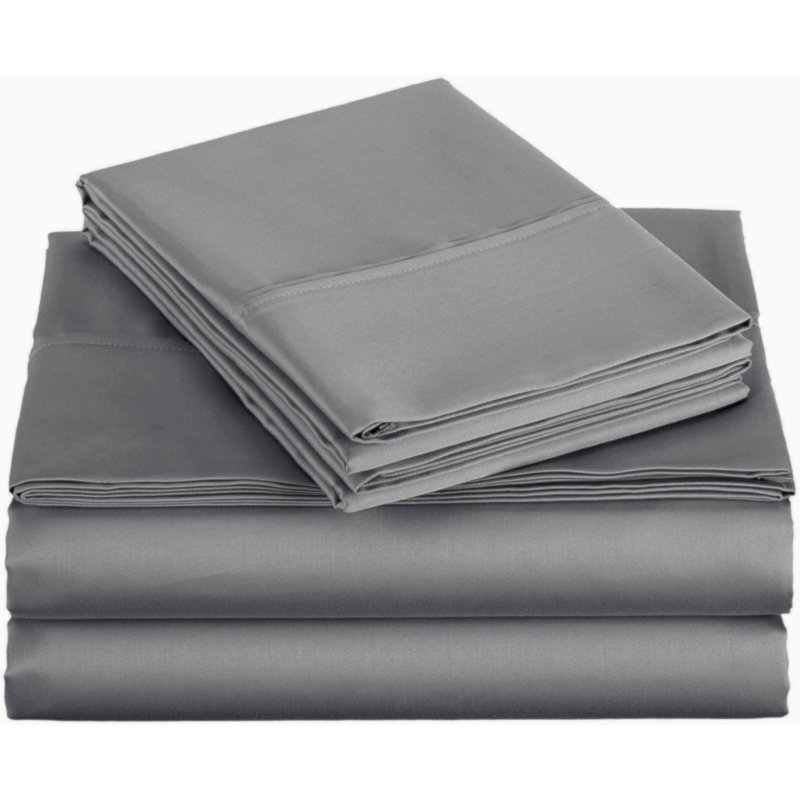 Luxurious, 500 TC Cotton Sheets with a Beautiful Sateen Finish - 6pcs Bed Sheets Set, Gray