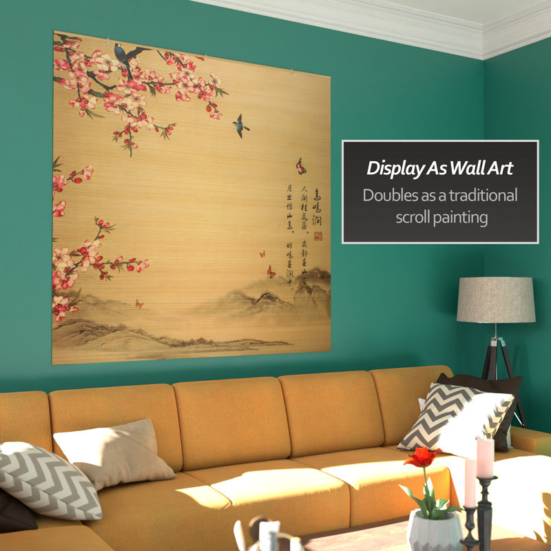 Bamboo Window Shade Blind - Sakura Blossom 36" W, 72"W x 72"L