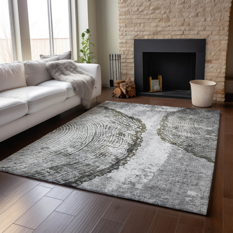 Premium Machine Washable Cerrito Gray Rug, Rectangle 9' x 12'