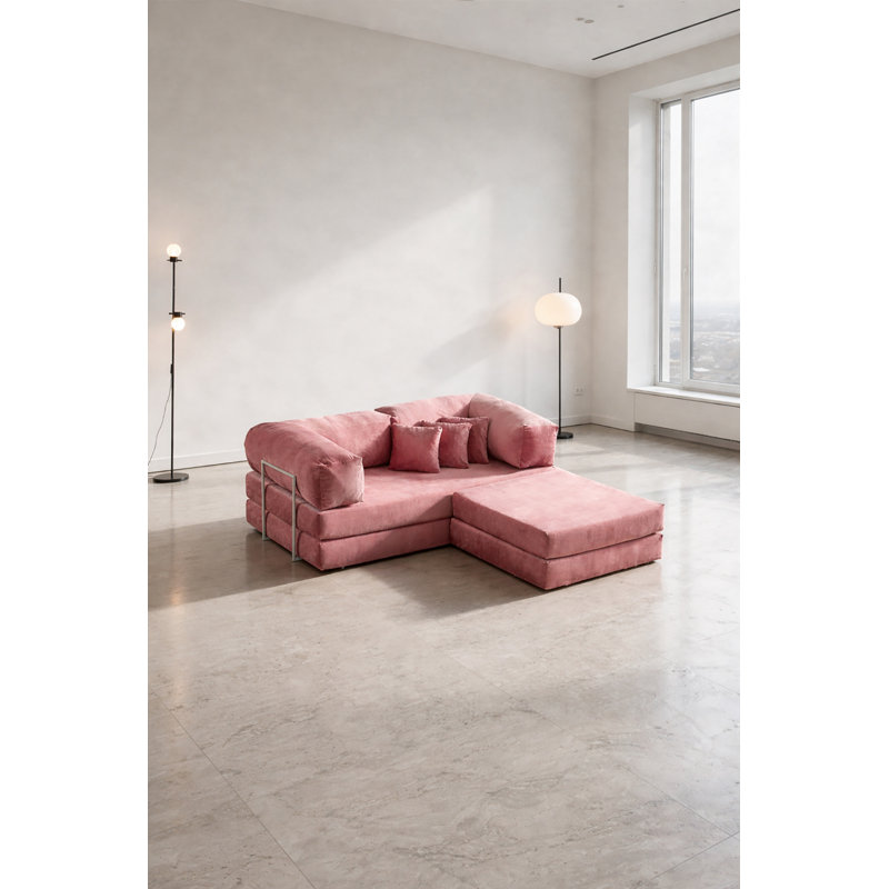 Canapé modulaire en velours Blush, Rosé
