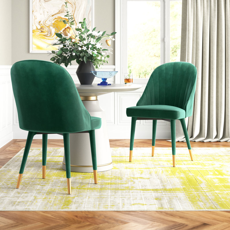 Chaise d'appoint rembourrée en velours Belle, Velours vert