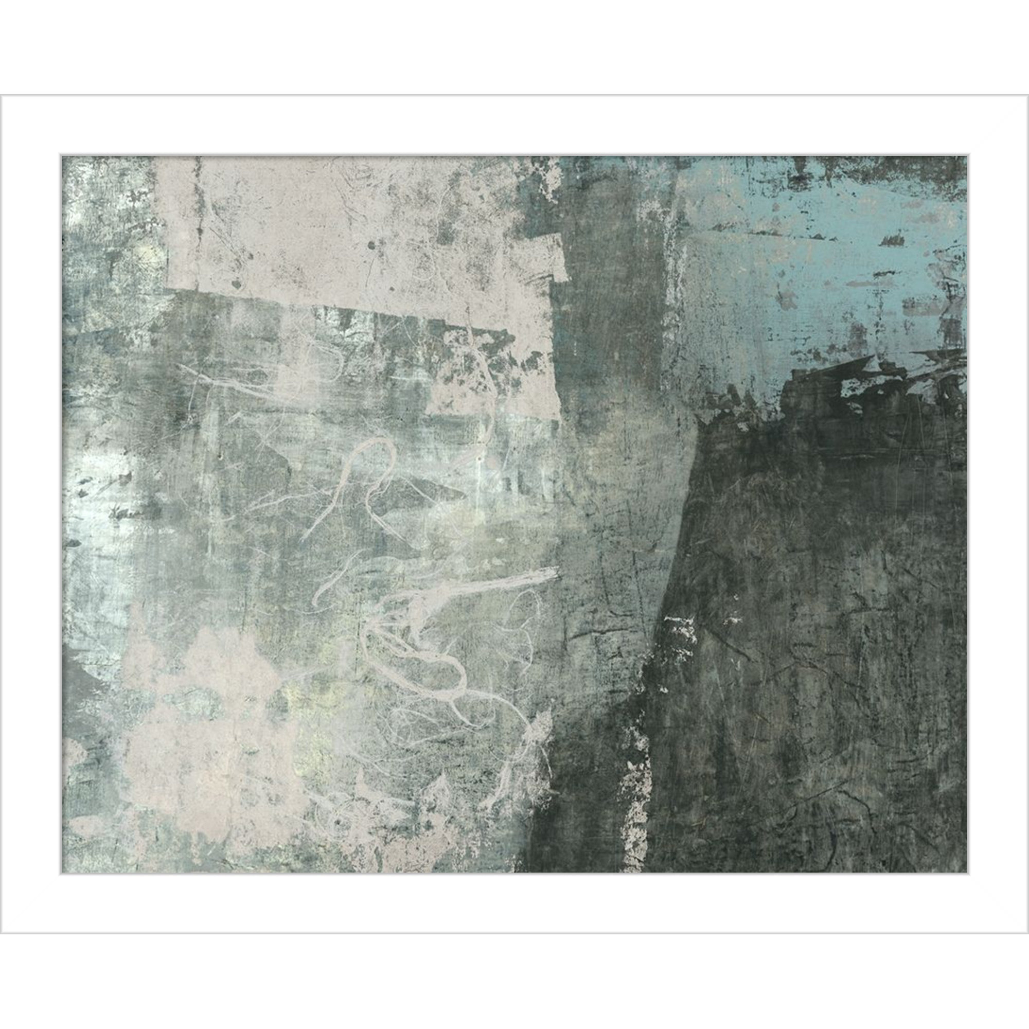 Black and Grey and Blue I by Fresno Wood Framed Wall Art Print, 11" H x 13" W, White