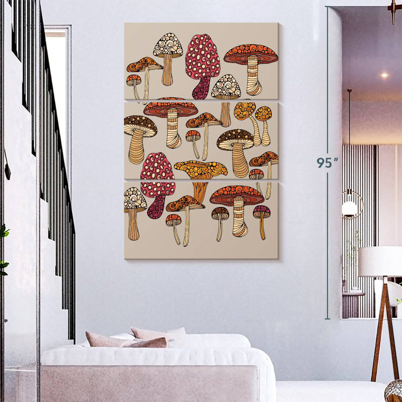 Yarlin Doodles Mushrooms, 74" H x 48" W