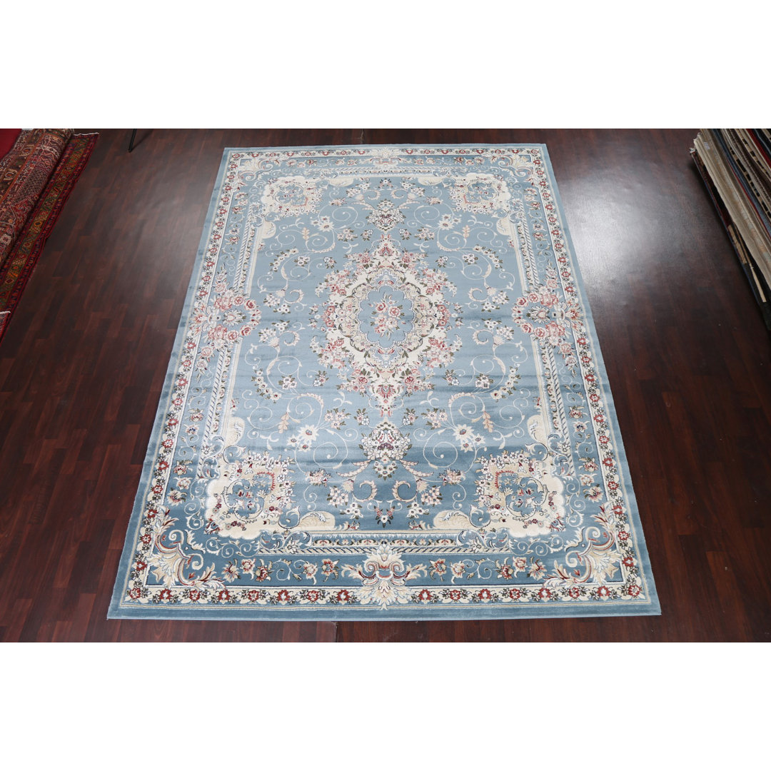 Light Blue Floral Transitional Oriental Area Rug 2X3 Bloomsbury Market Rug 