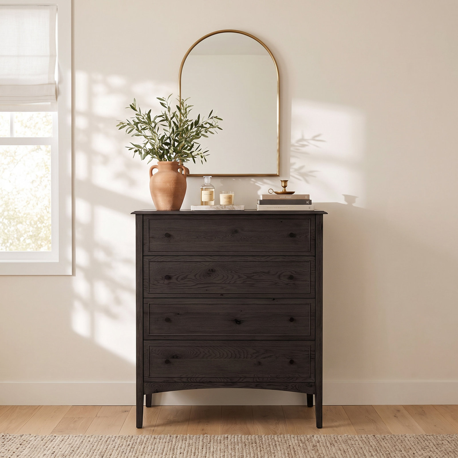 42" Oak Dresser, Smoked Black Oak