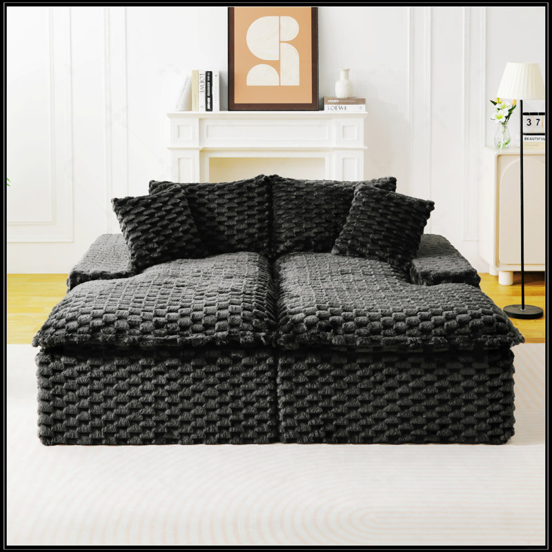 Boneless Turtle Double Chaise Lounge, Black