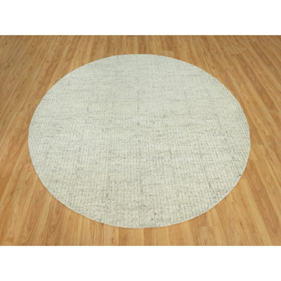 8'x8' Gray Wool Cord Collection Plain Hand Woven Flat Weave Round Rug AB0705B1377F4093A22031AE10B25C8E