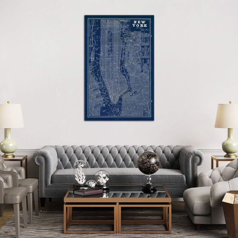 Map New York - Wrapped Canvas Print, 66.04 cm H x 45.72 cm W x 1.91 cm D