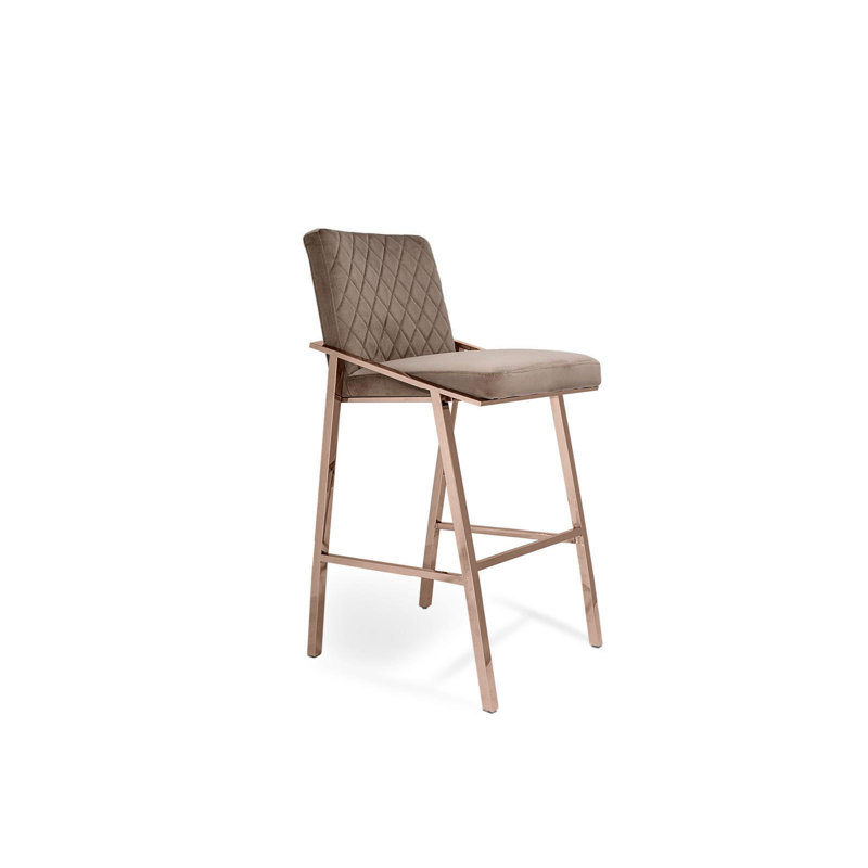 Nolan Upholstered Counter Stool with Metal Frame, Taupe