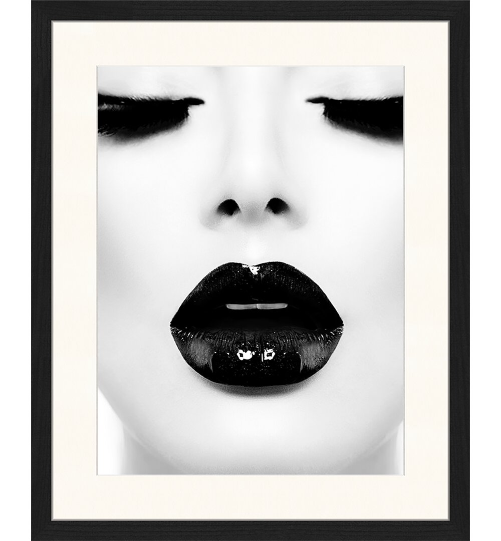 Gerahmtes Poster Schwarze Lippen