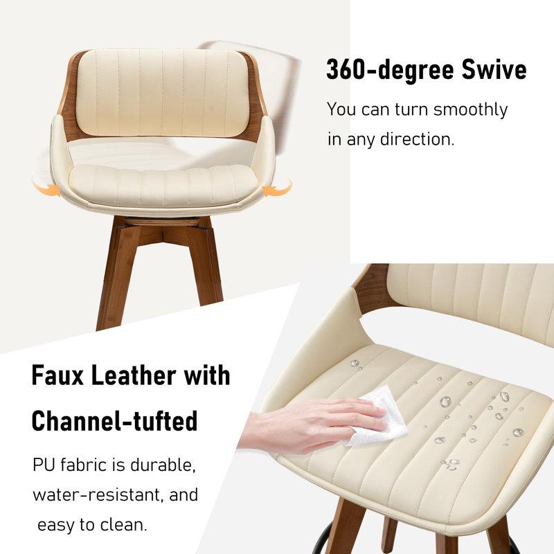 Jobani 65cm Swivel Bar Stool, Beige