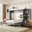 Grand lit escamotable avec compartiments de rangement à hauteur réglable et tablette, cadre de lit mural avec 1 tiroir, lit plateforme pliable multifonctionnel pour petit espace, chambre à coucher, chambre d'amis-709192265