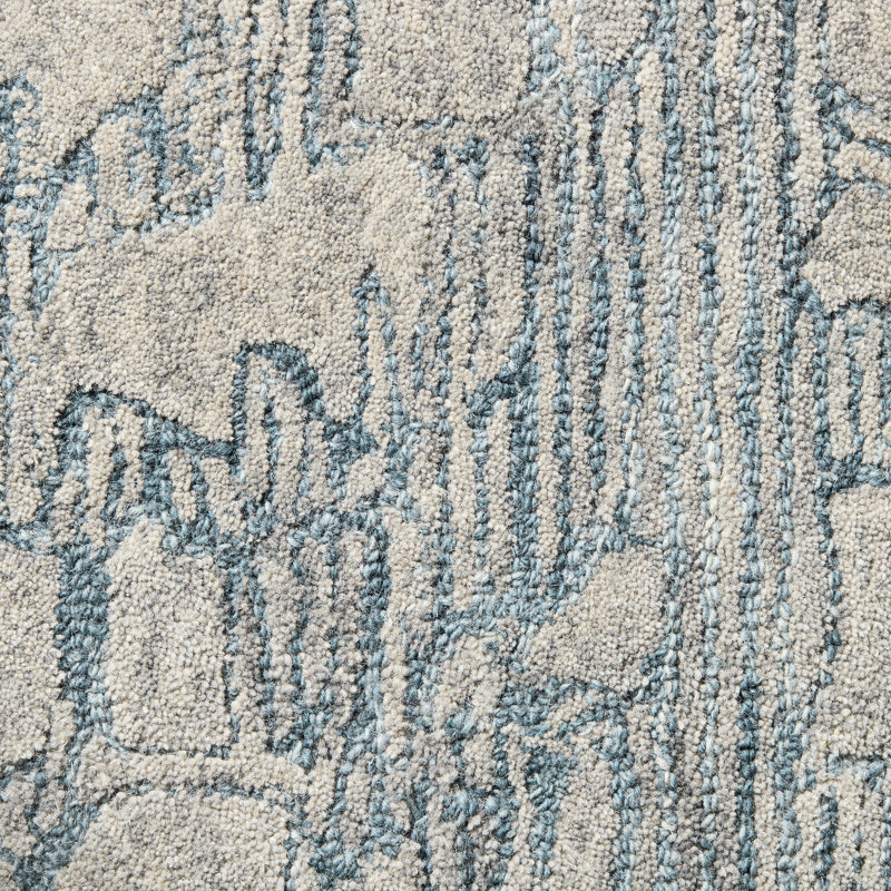 Town & Country Luxe Remi Abstract Line Art Handcrafted Area Rug Grey/Blue, Rectangle 5' x 7’