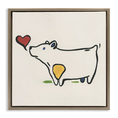 «Bear & Heart Doodle», art mural encadré flottant par June Erica Vess