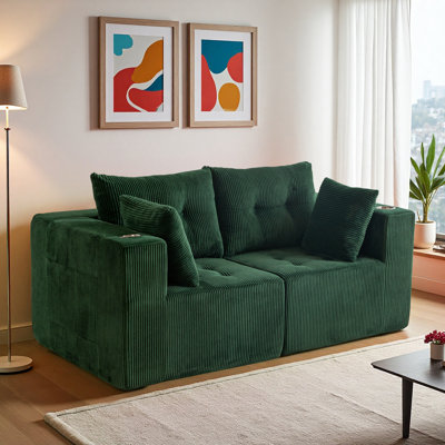 Modern Corduroy Loveseat Bean Bag Sofa