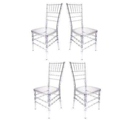 Chaise Chiavari non assemblée en résine transparente, 4 chaises par Chivari