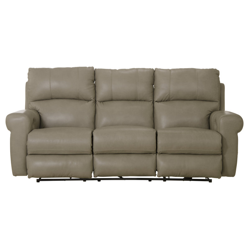 Nicey 87" Top Grain Italian Leather Match Power Reclining Sofa, Putty Leather Match