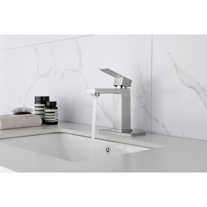 Waterfall Spout Bathroom Tap, Single Handle Stainless Steel Faucet In Brushed Nickel, Quality Assurance For Durability, To Corrosion And Fingerprints, Quiet No-Splash Water Flow Nickel Faucet, Vanity