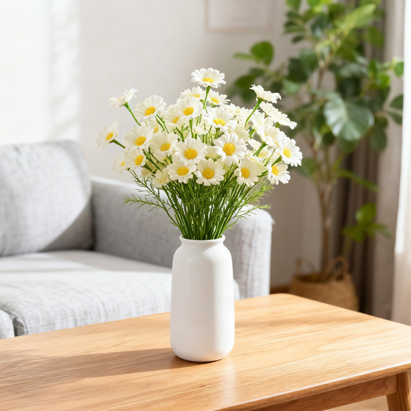 Bouquet de marguerites artificielles 24 pièces, tiges de fleurs simulées de 10,2 po, convenant à la maison