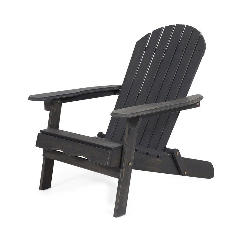 Chaise Adirondack Libo, structure en bois d'acacia gris, panneaux de lattes, Gris