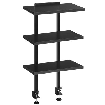 Clamp On Desk Organizer, 3-Tier Desktop Bookshelf, Adjustable Desk Storage Shelf, Metal Frame, For Office, Study And Game Room, Black