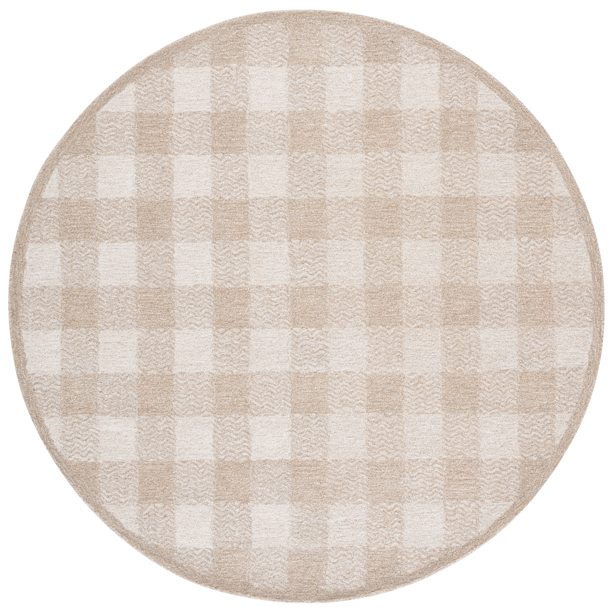 Genre 801 Hand Tufted 80% Wool; 18% Cotton; 2% Fiber Checkered Rug, Round 6'