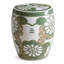 Approx. 17” High Vintage Green Ceramic Garden Stool with Subtle Flower Motif