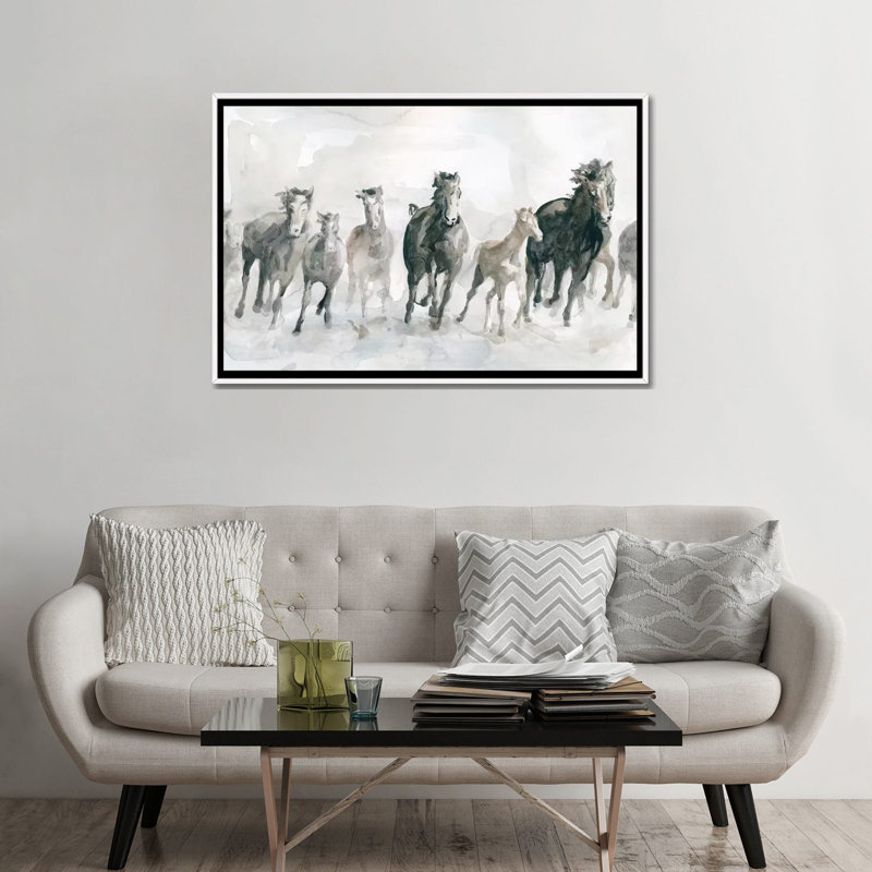 «Run Wild» par Carol Robinson - reproduction, Pas de tapis, H 32 po x l 48 po x 1,5 po, Toile blanche encadrée