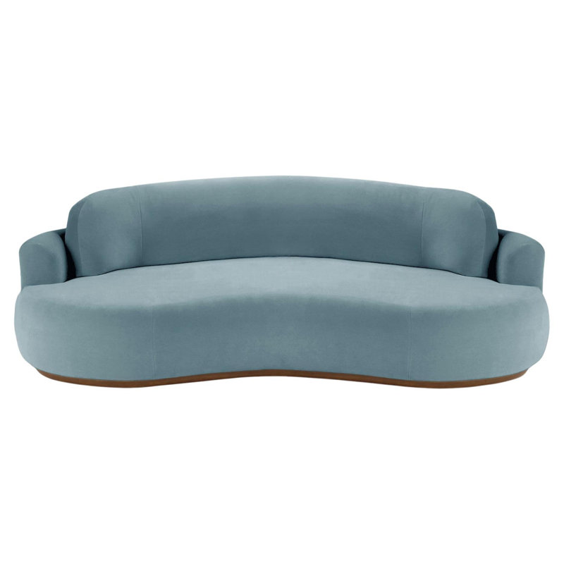 Canapé Nless, H 31 po x l 118 po x P 52 po, Velours bleu foncé Paris, Brun
