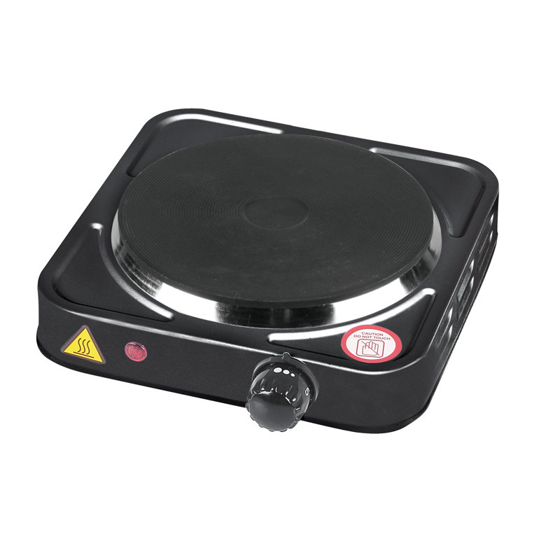 Emerald Compact & Portable, 1000W Electric Single Burner 6.1" Coil Less Plate Stovetop - Black, Black