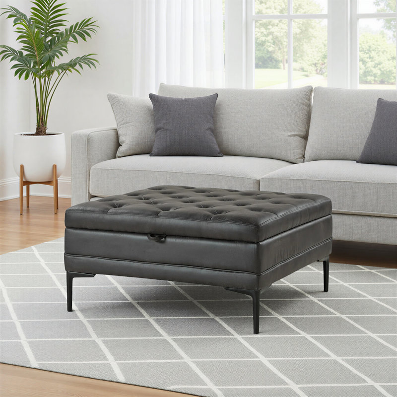 Repose-pieds avec rangement Brinna, Gris anthracite