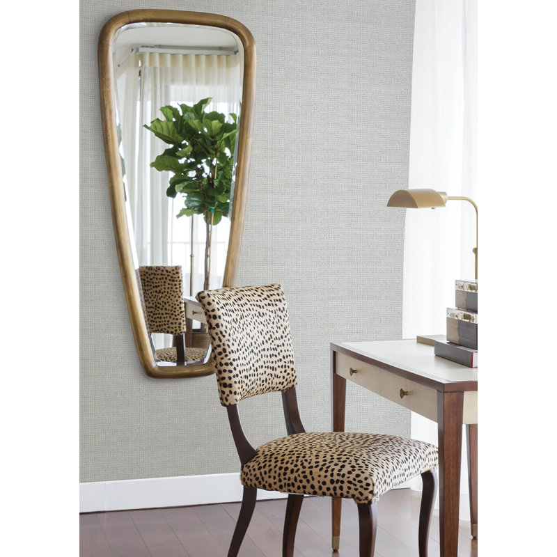 Wanchai Grass Cloth Metallic Wallpaper Roll, Gray
