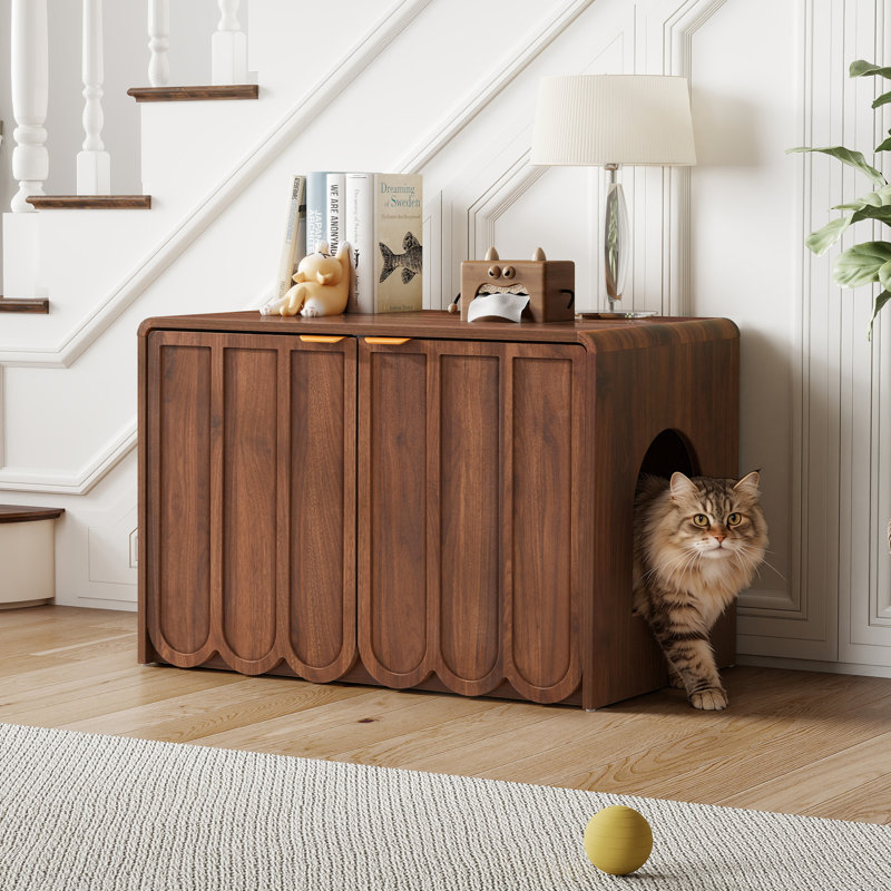 Enceinte de litière en bois, Walnut