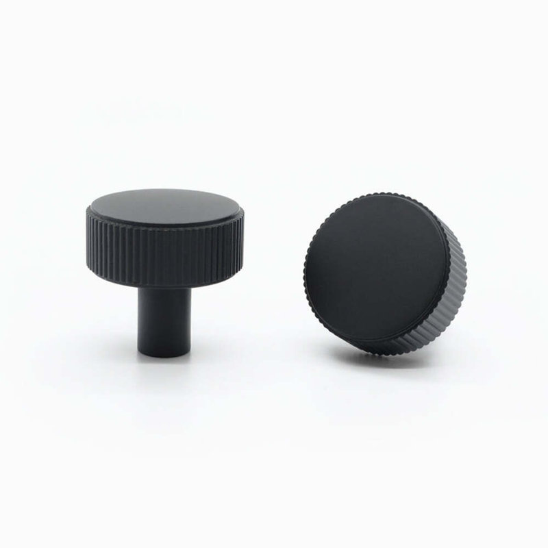 Ribbed Circle Knob, Matte Black