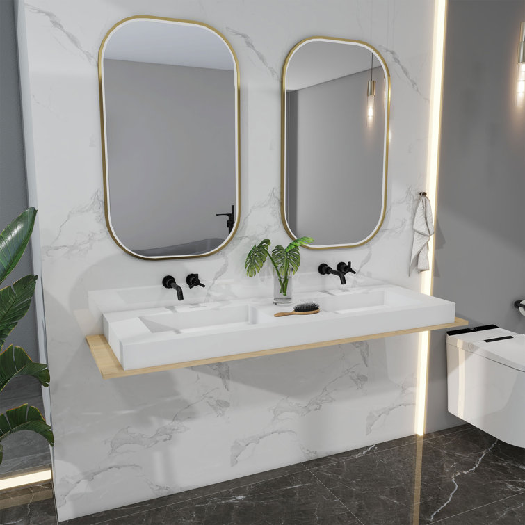 FRALIMK 19'' White Solid Surface Rectangular Bathroom Sink